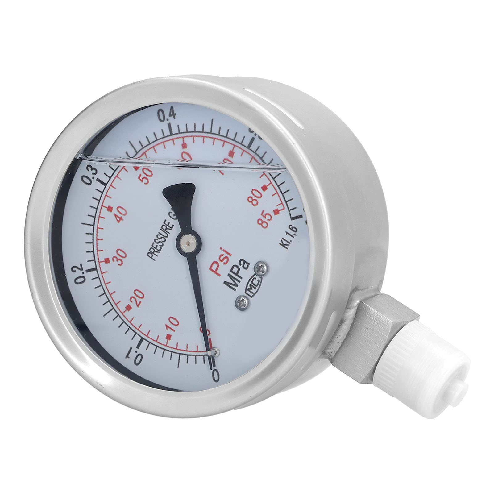 Y100BF 06MPa Manómetro Radial Acero Inoxidable Resistente a la corrosión Resistente a los Golpes Manómetro de vacío Lleno de Aceite para válvulas de compuerta de tuberías Minería