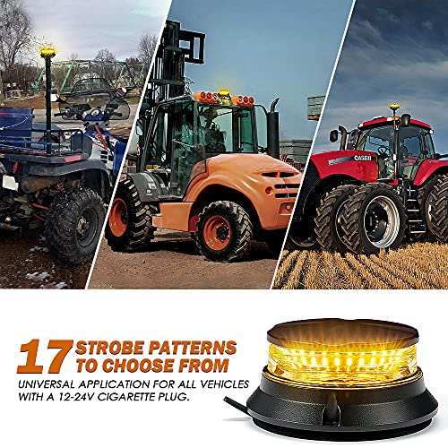 Image of Xprite LED Visibility Beacon Light, 4.5 Inch Super Bright Forklift Roadside Caution Lights with Magnetic Base, 12-24V for Construction Truck, Utility Vehicle, Tractor, Golf Carts-Amber
