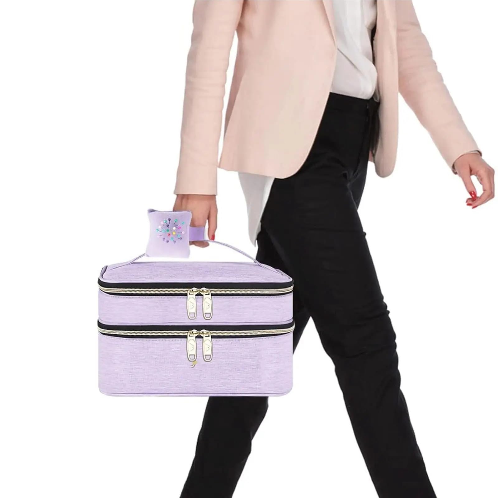 Nähzubehör-Aufbewahrungstasche, doppellagiges Polyester, großes Fassungsvermögen, Reise-Näh-Carring-Box for Garn-Nähwerkzeuge Für Haushalt(Dark Purple)