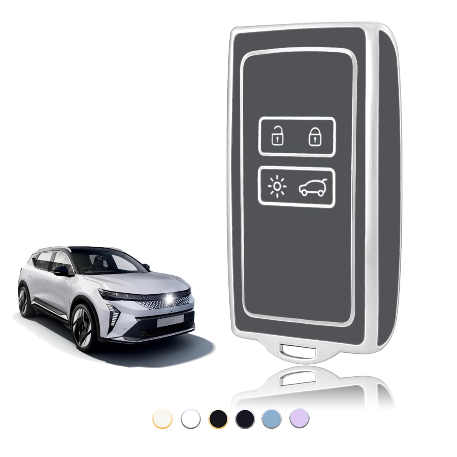 ontto Autosleutelhoes cover geschikt voor Renault Dacia Duster 2 Arkana, Megane, Espace, Scenic, Laguna, Koleos, Clio, Master Bus, Zoe, sleutelhanger, TPU sleutelbox, sleutelhoes, sleuteletui, groen R
