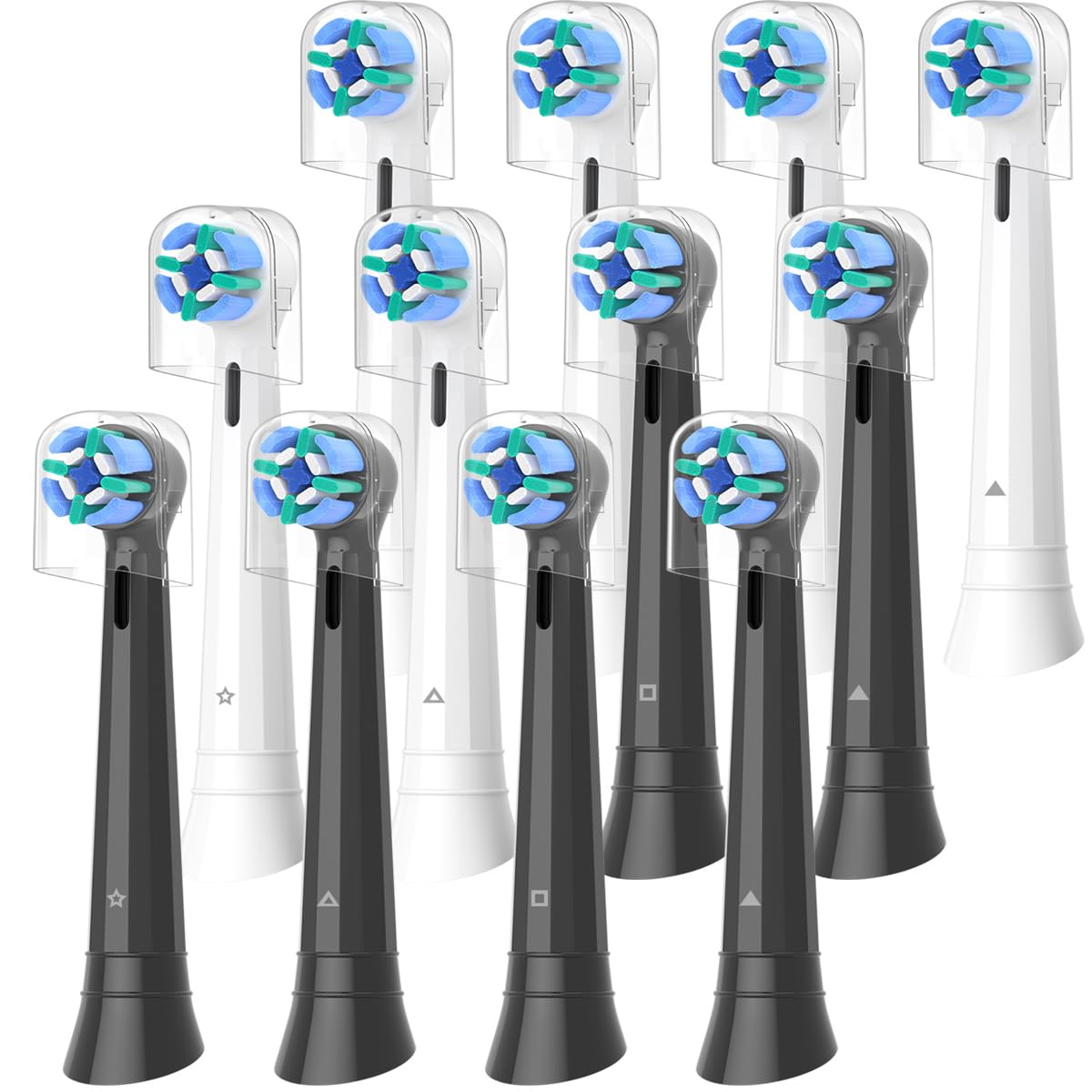 Wardimark 12er Aufsteckbürsten Kompatibel mit Oral B iO Zahnbürste Elektrisch, Zahnbürste Aufsätze für iO 2 3 4 5 6 7 8 9 10 (6 Weiß+6 Schwarz)