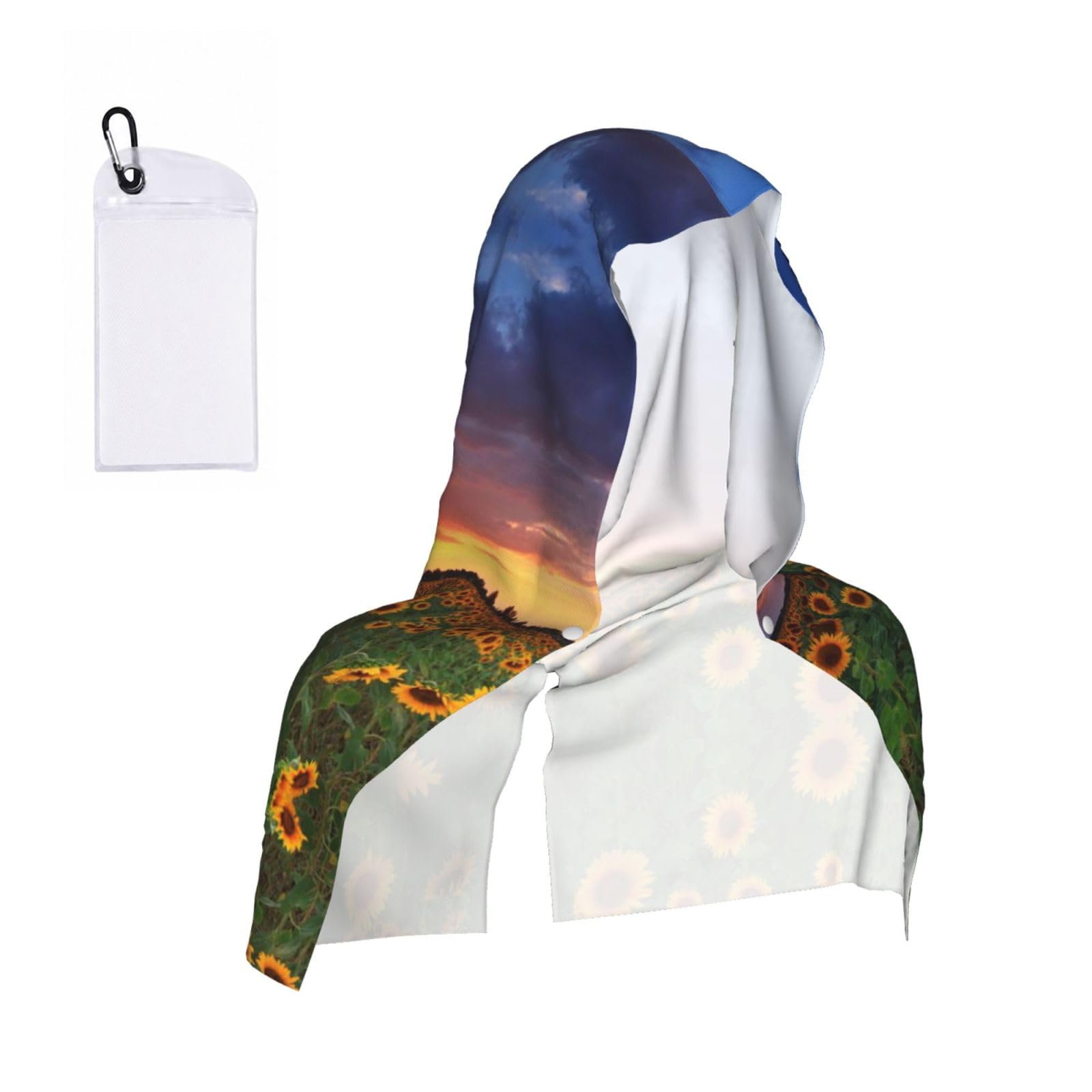 Sunflowers On The Sunset Print Cooling Hoodie Towel, Cooling Towels For Neck And Face Sun Protection Instant Cool Hoodie(Sport/Camping/Work Out/Hot Weather)