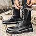 DUYHBAWRS Shoes Men's Black Warm Lace-up Leather Boots High-top Side Zipper Round-toed Oxford Shoes Men Fashionable Versatile Shoes for Travel Outdoor Activities(D,9)