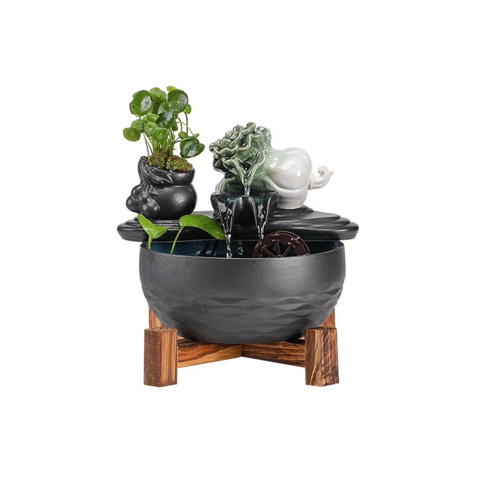Adornos de repollo cerámica con circulación de agua para Feng Shui y decoración de interiores 1
