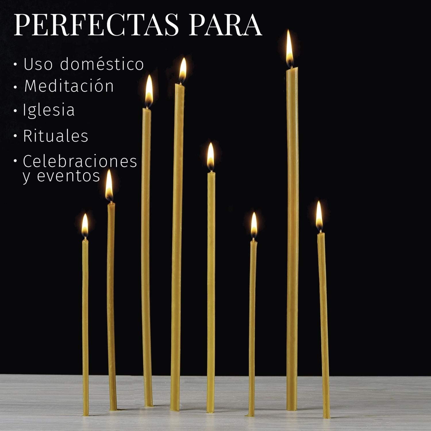 Velas de Cera de Abejas 100% Pura Ortodoxas para Oración, Rituales, Decoración de Mesa, 16 cm, 100 Unidades