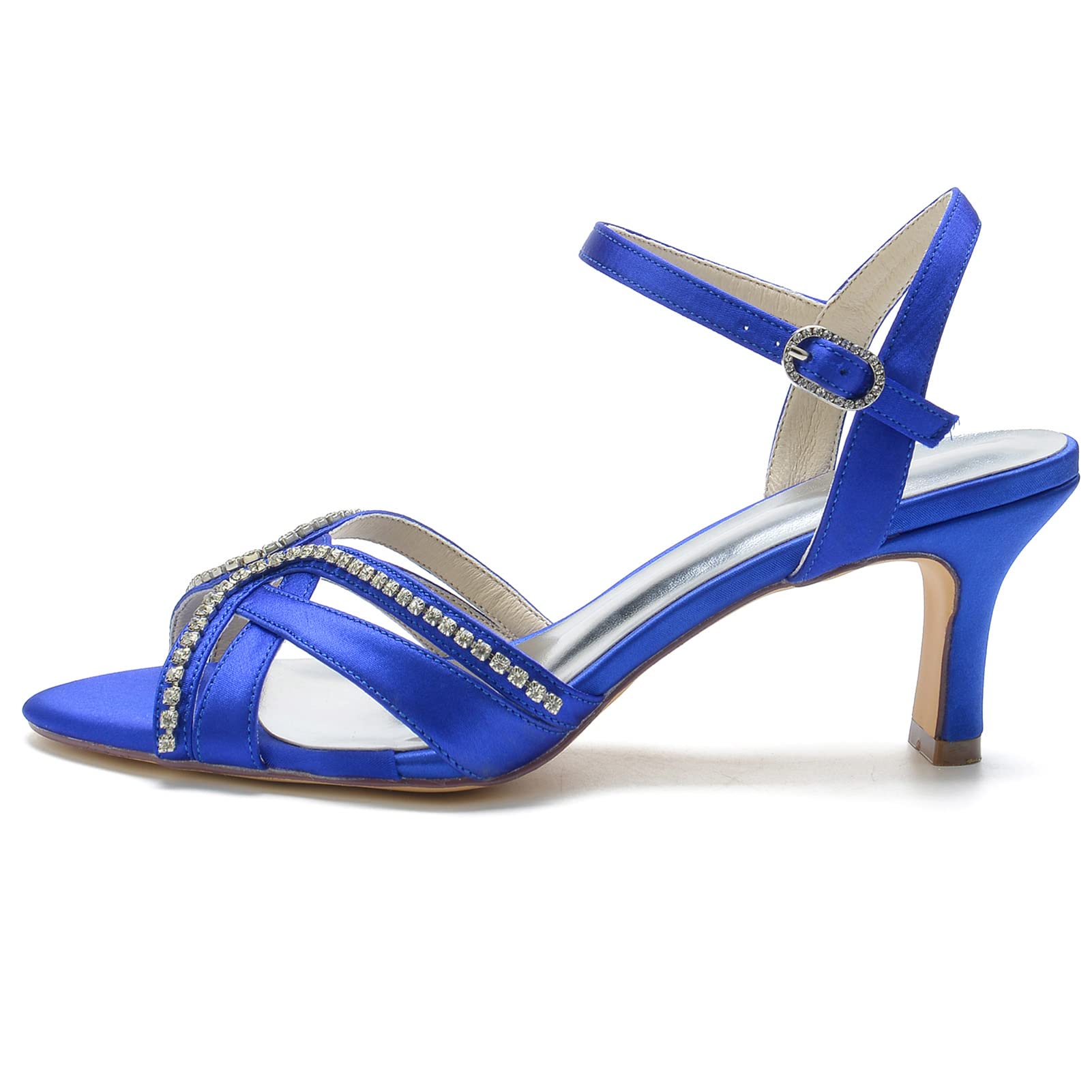 Sandali con Tacco Medio Donna, Senza Chiusura Fibbia Estivi Scarpe con Cinturino alla Caviglia da Donna, Scarpe Donna Eleganti col Tacco Rotonda Scarpe da Sposa,Rose Red,36 EU