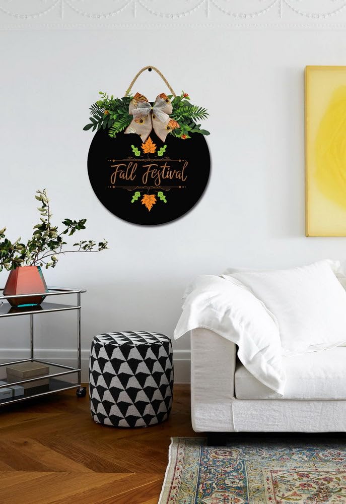 Home Sweet Home, cartello in legno per porta d'ingresso, rustico, rotondo, da appendere alla parete, decorazione per portico, quattro stagioni