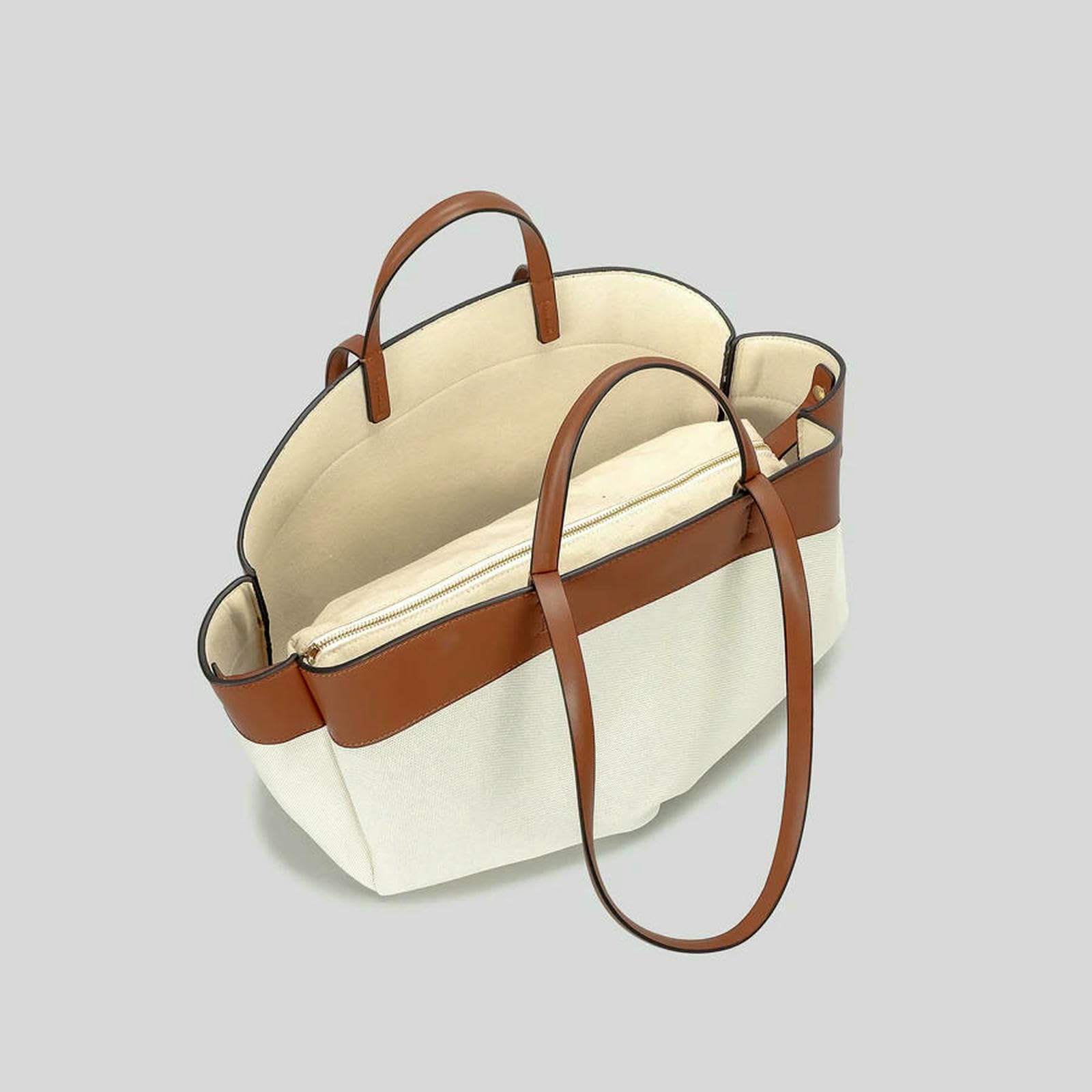 Schultertasche Damen Große Kapazität Korbtasche Lässige Leinwand Patchwork Frauen Schultertaschen Einfache Paneled Shopper Tote Tasche-Kaffee