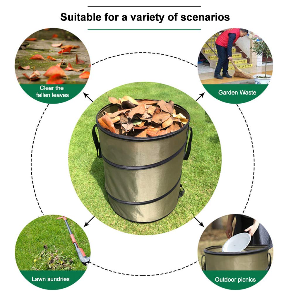 DENPETEC Gartenbeutel, 30 Liter, Gartenlaubbeutel, mit Schnalle, zusammenklappbarer Behälter, Laubmülleimer, Gartenabfälle, wiederverwendbare Tasche (Größe: 30 Liter)