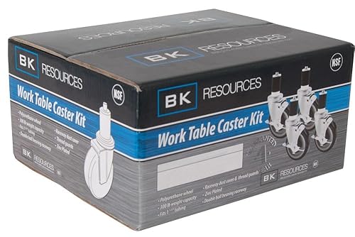 Miniatura 7 de BK Resource s 3" poliuretano 1-58" ruedas giratorias de vástago expansible, juego de 4, NSF, freno de bloqueo superior, capacidad de 300 libras, No