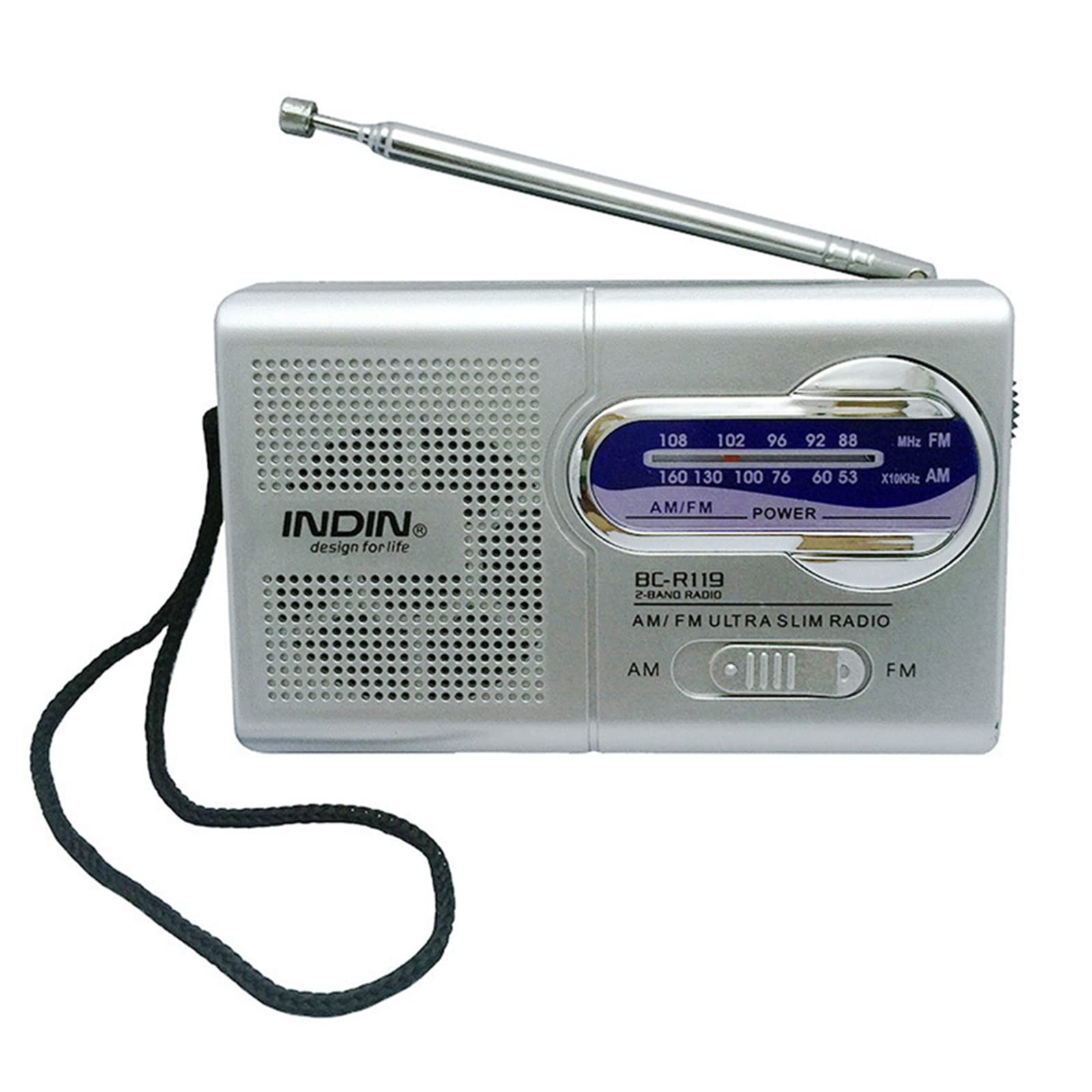 TrueCartBC-R119 AM/FM Dual Band Mini Radio Receiver Portable Player Built-in Speaker with a Standard 3.5MM Headphones Jack Silver Grey-Layfoxz-image-32