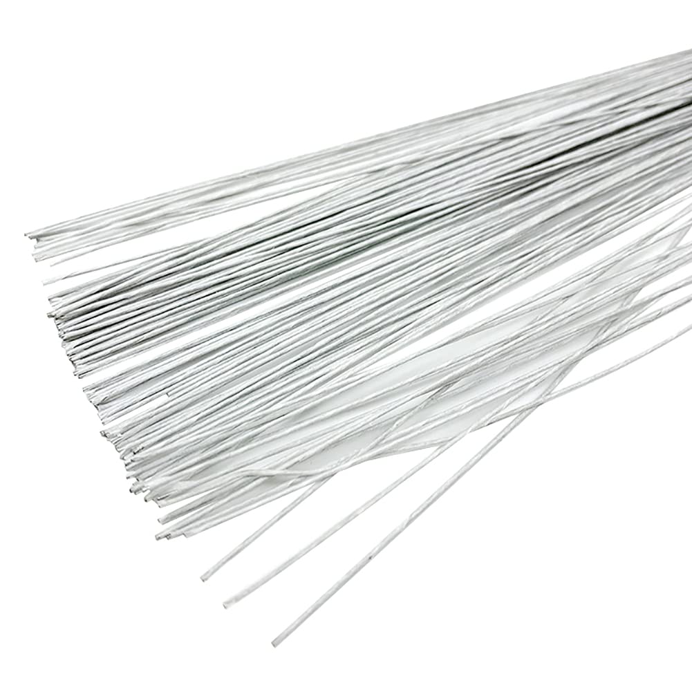 Hugede White 200 Pcs 40Cm 26 Gauge Floral Wire Stems Crafts Bouquet Stem Flexible Wire For Flower Arranging Garland Wreath Making