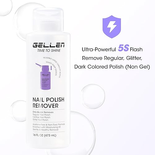 Miniatura 5 de Gellen Removedor de esmalte de uñas removedor de esmalte de uñas sin acetona de 16 onzas líquidas con cabezal de bomba, removedor de esmalte de uñas