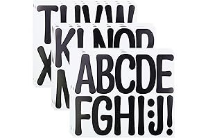 12 Sheets Alphabet Letter Stickers, 4 Inches Vinyl Self-Adhesive Letter Stickers for...