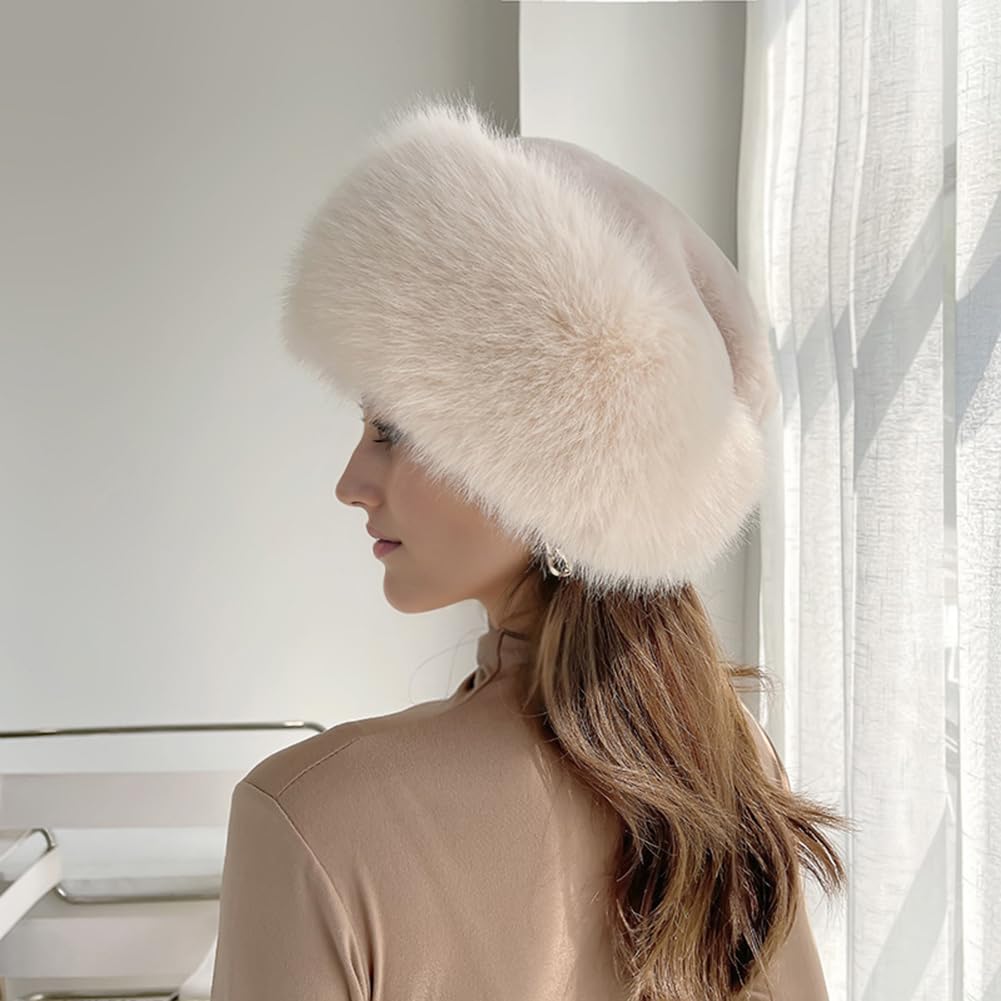 Uposao Hiver Fausse Fourrure Chapeau Thermique Chapeau pour Femmes Homme Super Épais Chaud Chapeau Dôme Béret pour Ski Snowboard Moto Camping Randonnée Cyclisme