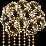 Light Up Led Balloons, 12 Pack Party Balloon Cell Battery 22 Inches 3 Mode Flashing String Lights Clear Balloon, for Birthday Wedding Decorations (Warm White)