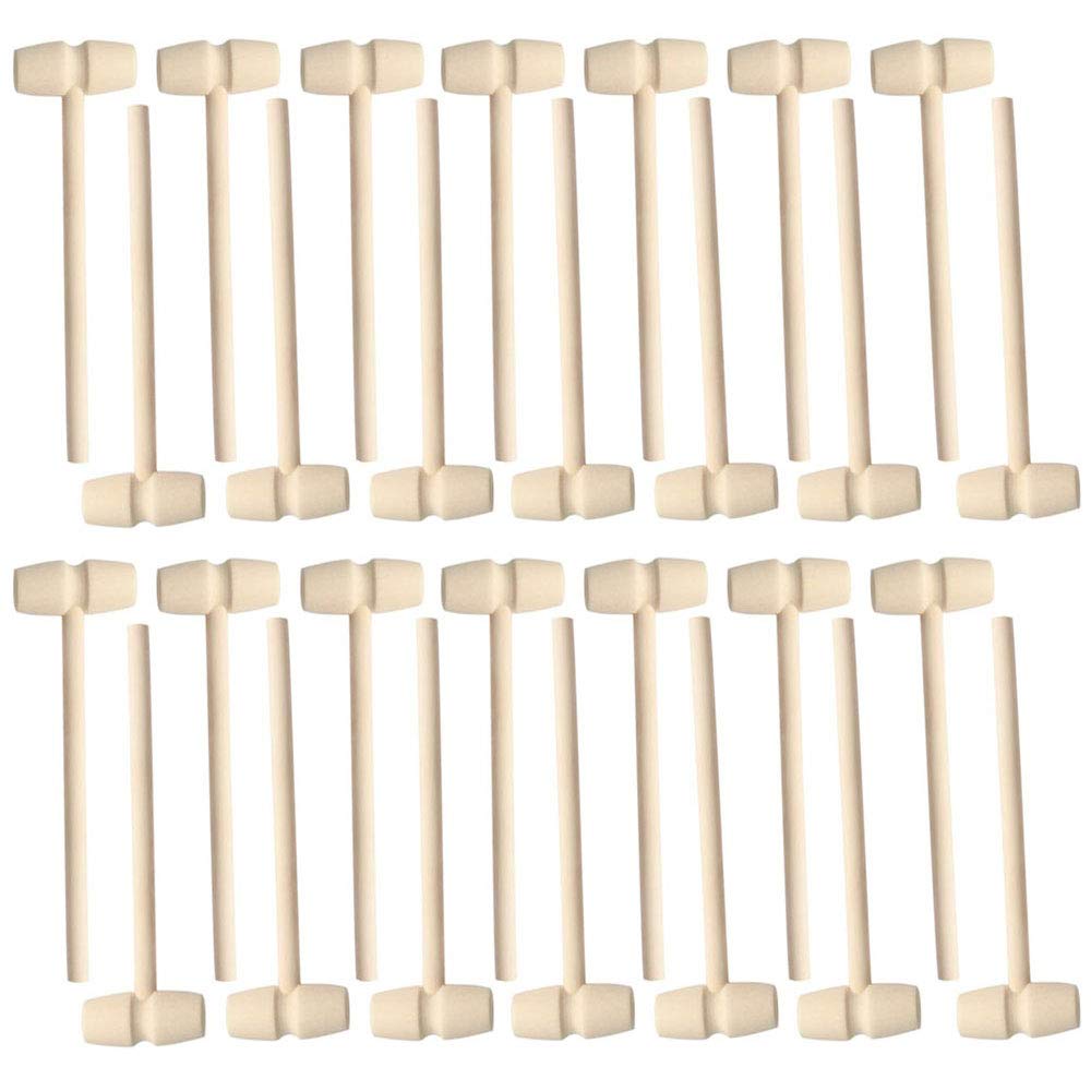 Hosfairy 30Pcs Miniature Wooden Hammer Toy Small Mallet Pounding Tool for DIY Handmade Valentine's Day Birthday Party Tool