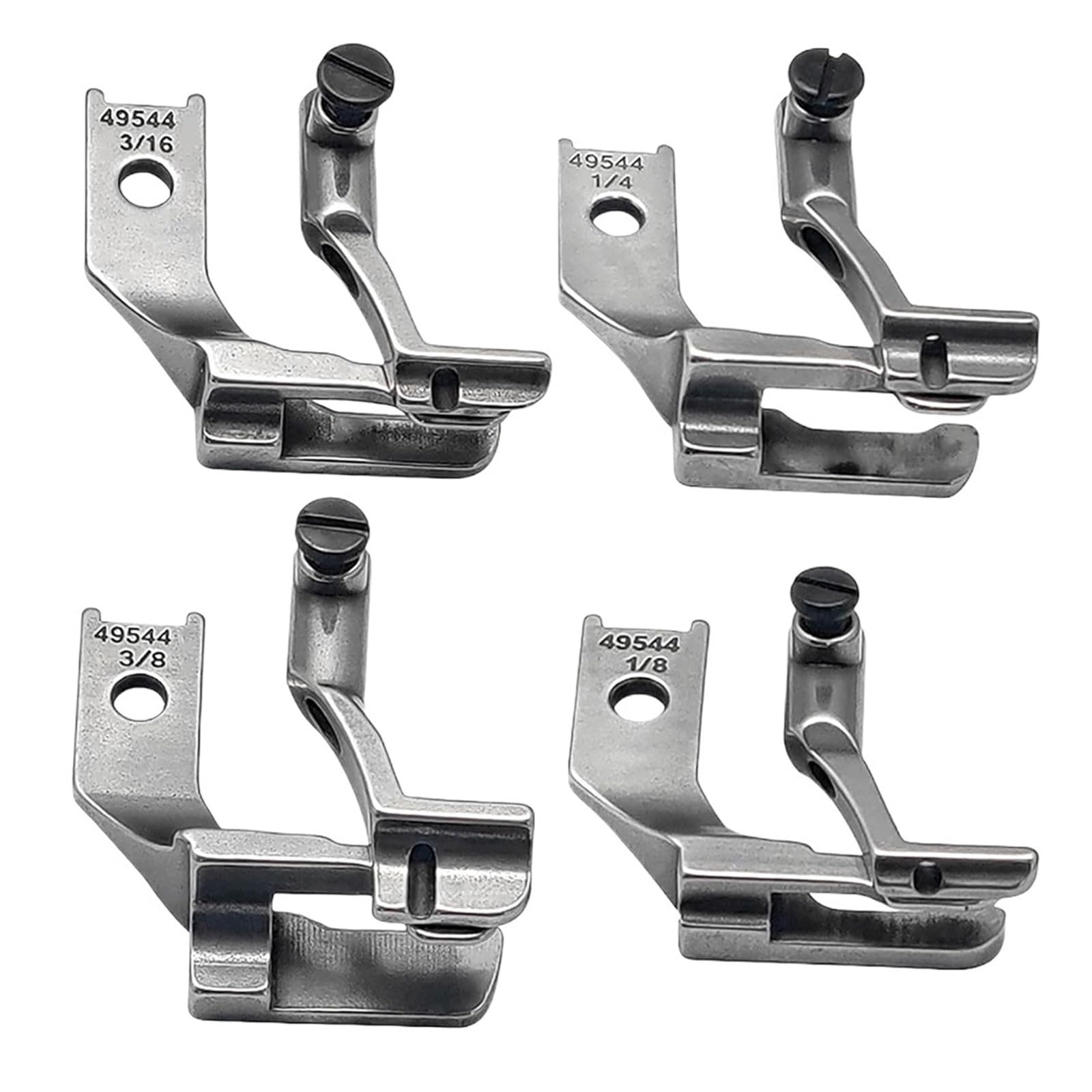 Lot de 4 Pieds-de-biche Doubles for Passepoil et, références 49544 49047, Pas 1/8, 3/16, 1/4, for Machines à Coudre industrielles Paff 1245, 335, 545 145
