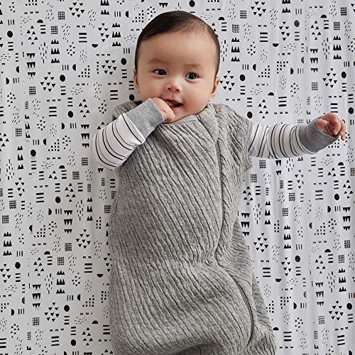 Image of HonestBaby Organic Cotton Matelasse Wearable Blanket, Gray Heather, Medium