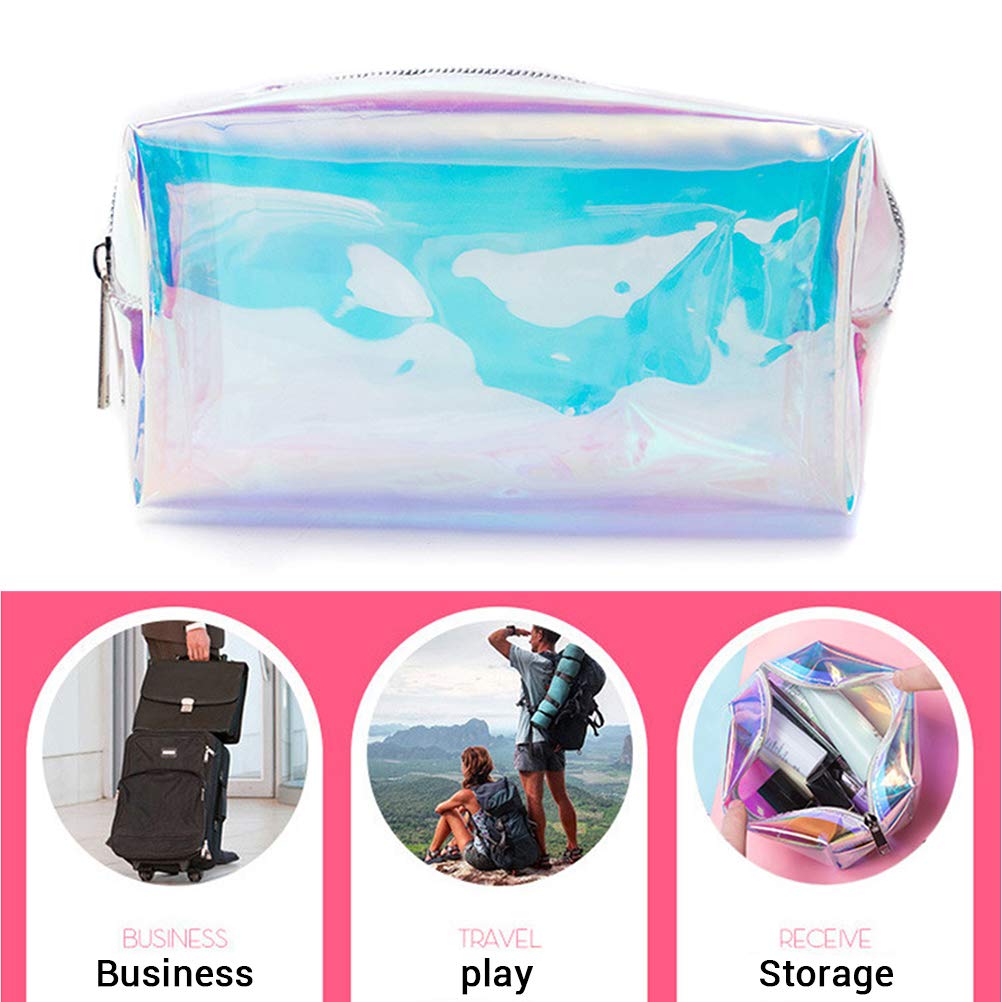 Holografische Kosmetiktasche Aus PVC – 22 X 7 X 14 Cm, Schillernd, Mit Reißverschluss