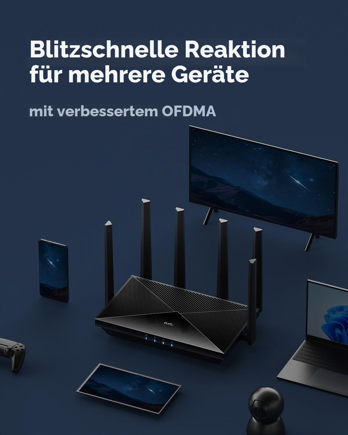 Cudy BE6500 WiFi 7 Router Dual Band Gaming Router, 2,5G WLAN Router mit VPN Client & Server, WiFi Router für Gaming & Streaming, Broadcom 2 GHz Quad-Core CPU, App-Steuerung, WR6500H