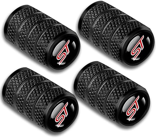 4 tapas de válvula de automóvil ST, cubierta de válvula de neumático ST de metal, color negro, resistente a la corrosión, universal para