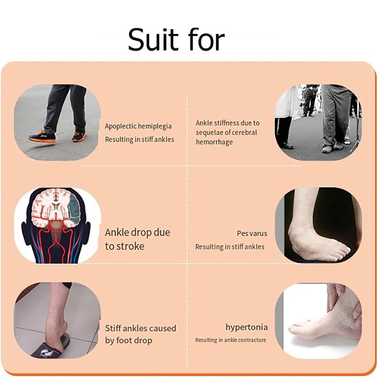 Entrenador Rehabilitación Tobillo, Equipo Ortopédico Tobillo Con Placa Angular, Fuerza Corrección Ajustable 75° Y Estructura Mecánicamente Estable, Diseño Cómodo Todo Incluido,para Caída Del Pie