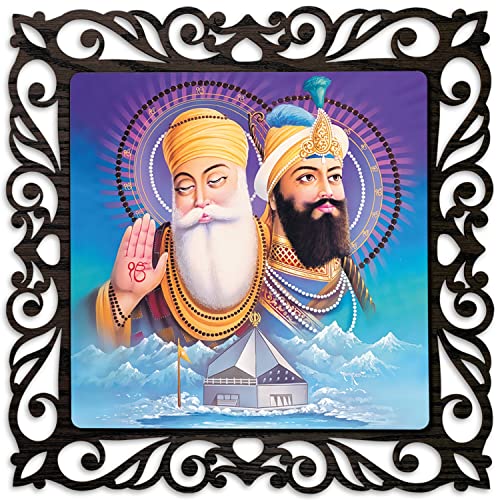 Image of Casa Rica Photo Frame Painting Wall Hanging home decoration for Wall, Living /Bed Room, Lobby(12inch x12inch) Laser Cut(Multicolor) (Sikh Gurus)