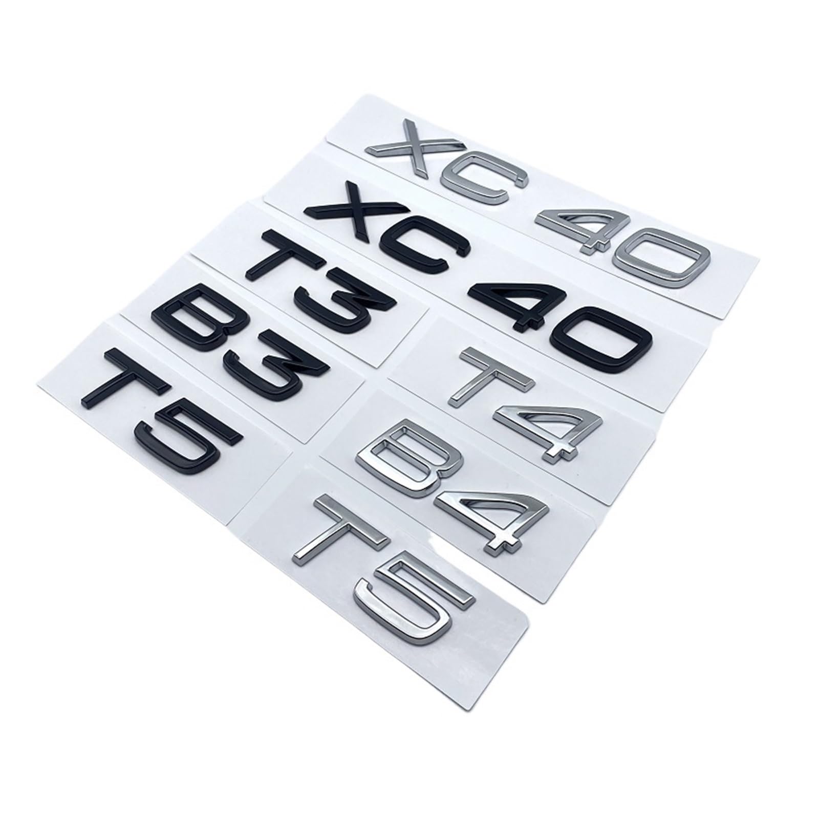 Błyszczący czarny srebrny emblemat tabliczka znamionowa naklejka pasuje do Volvo XC40 B3 B4 T3 T4 T5 dla Volvo pokrywa bagażnika odznaka modele naklejka naklejka samochodowa (Color : Glossy bl