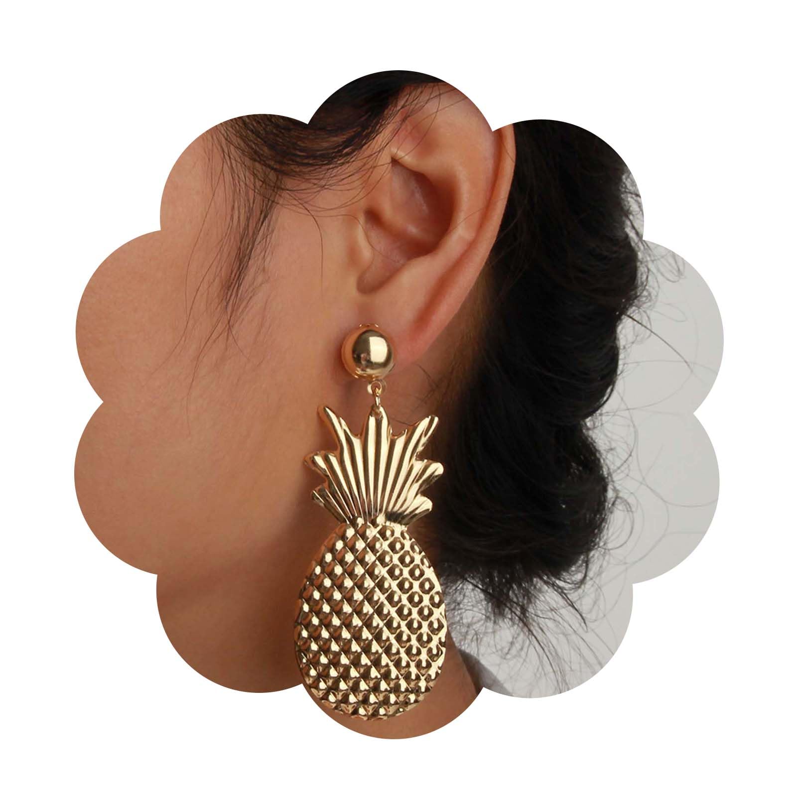 Zokola Orecchini Pendenti A Forma Di Ananas In Pelle PU – Gioielli Estivi Per Donna (Giallo/Verde)