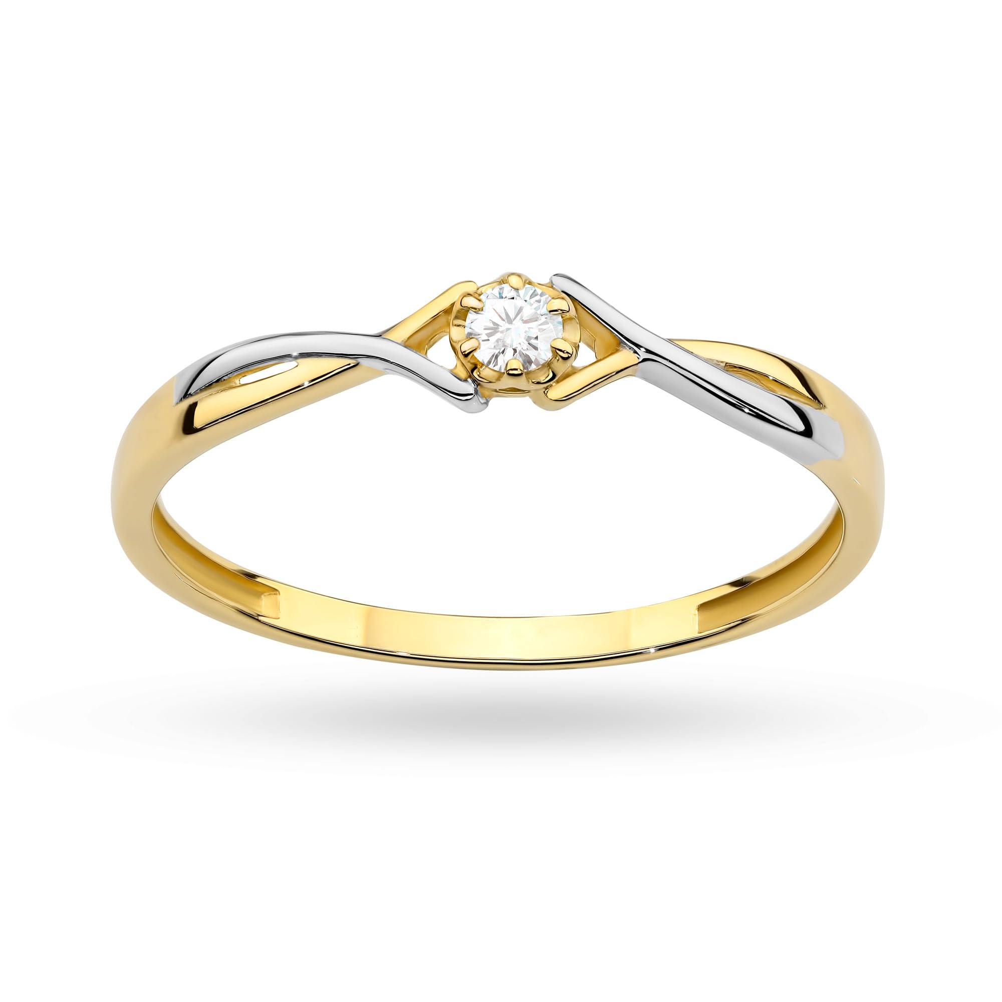 MARKO Eleganter 8 Karat (333) Gold Ring mit funkelnder Zirkonia – Zweifarbige, geschwungene Fassung
