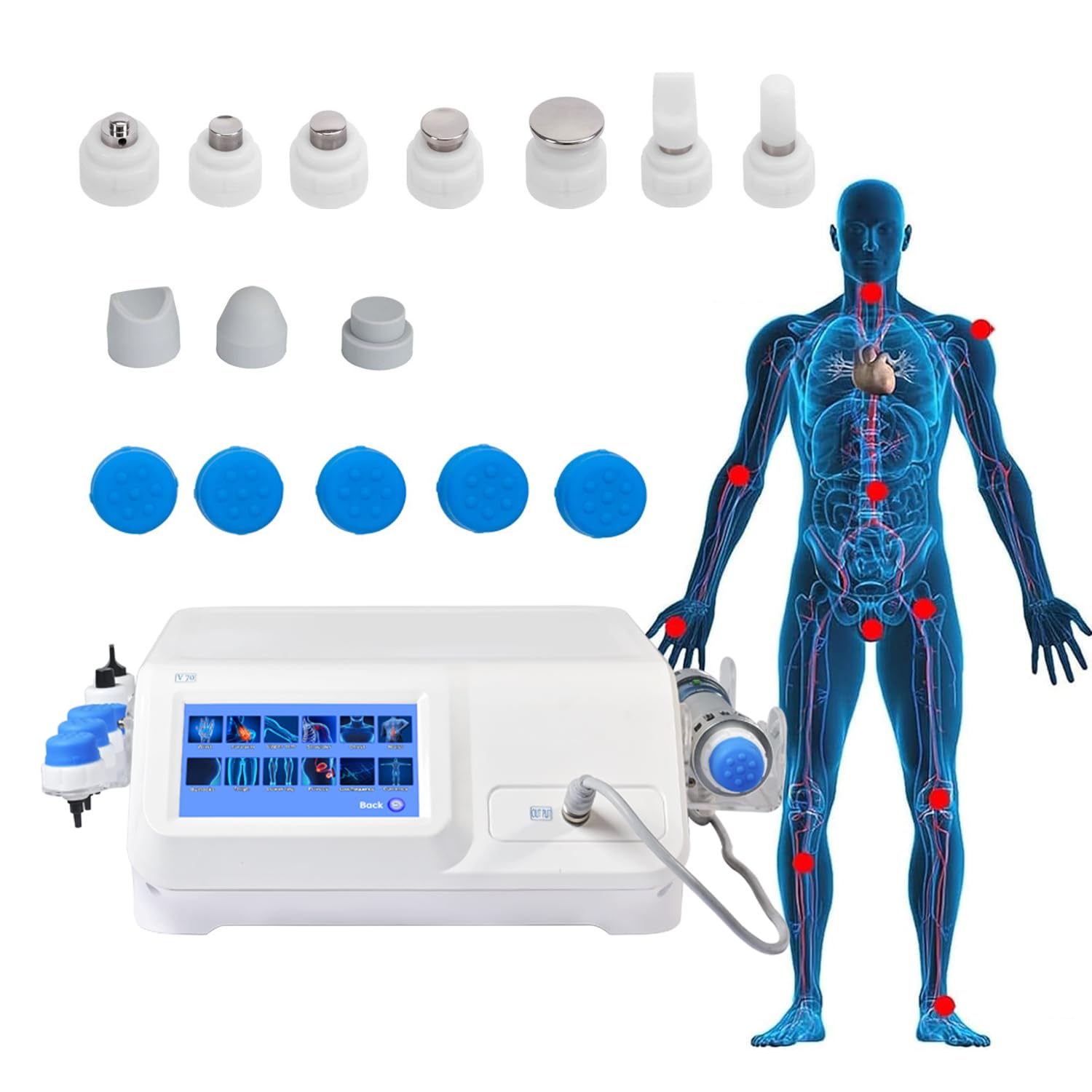 Dispositivo per Terapia ad Onde d'urto, Extracorporee Massaggiatori | Macchina Onde D'urto Fisioterapia, Elettromagnetiche ESWT Apparecchio per Disfunzione erettile, Tallone, Fascite plantare