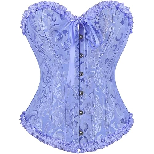 frawirshau Women's Lace Up Boned Overbust Corset Bustier Lingerie Bodyshaper Top