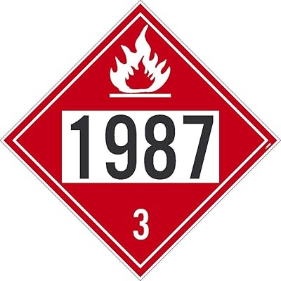 NMC DL143BPR 1987 Placard - 10.75 in. x 10.75 in. PS Removable Vinyl Class 3 Dot Placard Sign with Black Text on White Base