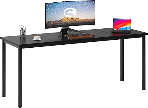 soges Escritorio para computadora elegante de 70.8 pulgadas, escritorio grande de oficina ejecutiva, escritorio de escritura de estudio simple,