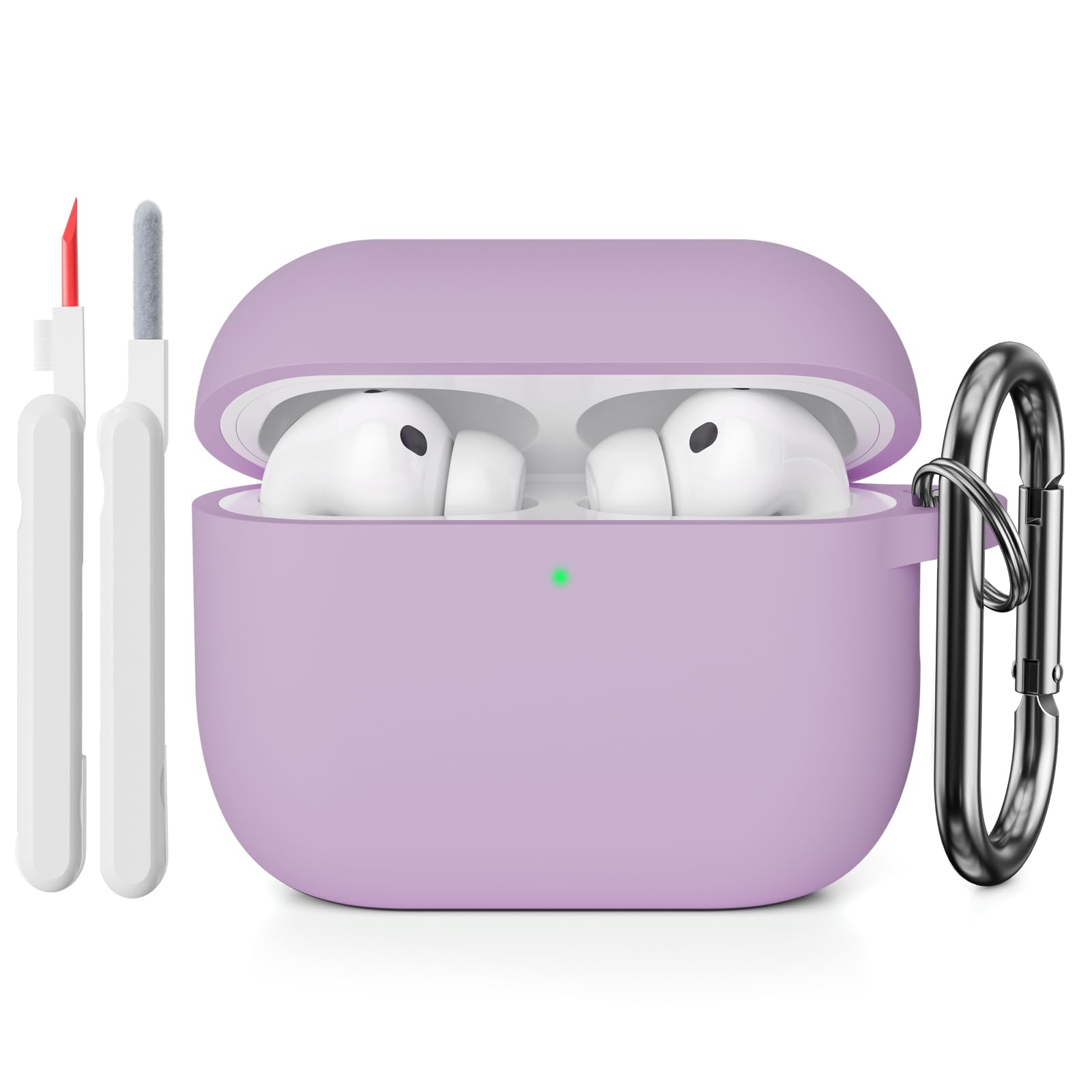 KOKOKA Funda de Silicona Compatible con AirPods Pro 3.ª Generación con Kit de Limpiador, Anti-rasguños, Anti-Polvo, Funda Case Silicona para AirPods Pro 3 con Mosquetón, LED Frontal Visible, Negro — view 51