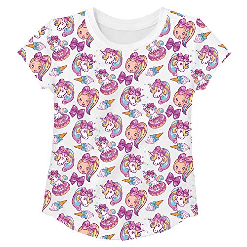 JoJo Siwa 2-Piece Short Tee & Long Sleeve T-Shirt Bundle Set Bow, Unicorns-Girls Sizes 4-164