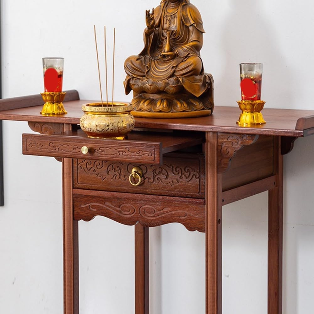 Tavola da altare alta in legno 150 cm Bellissimo | Console di visualizzazione rituale tradizionale(Grande)