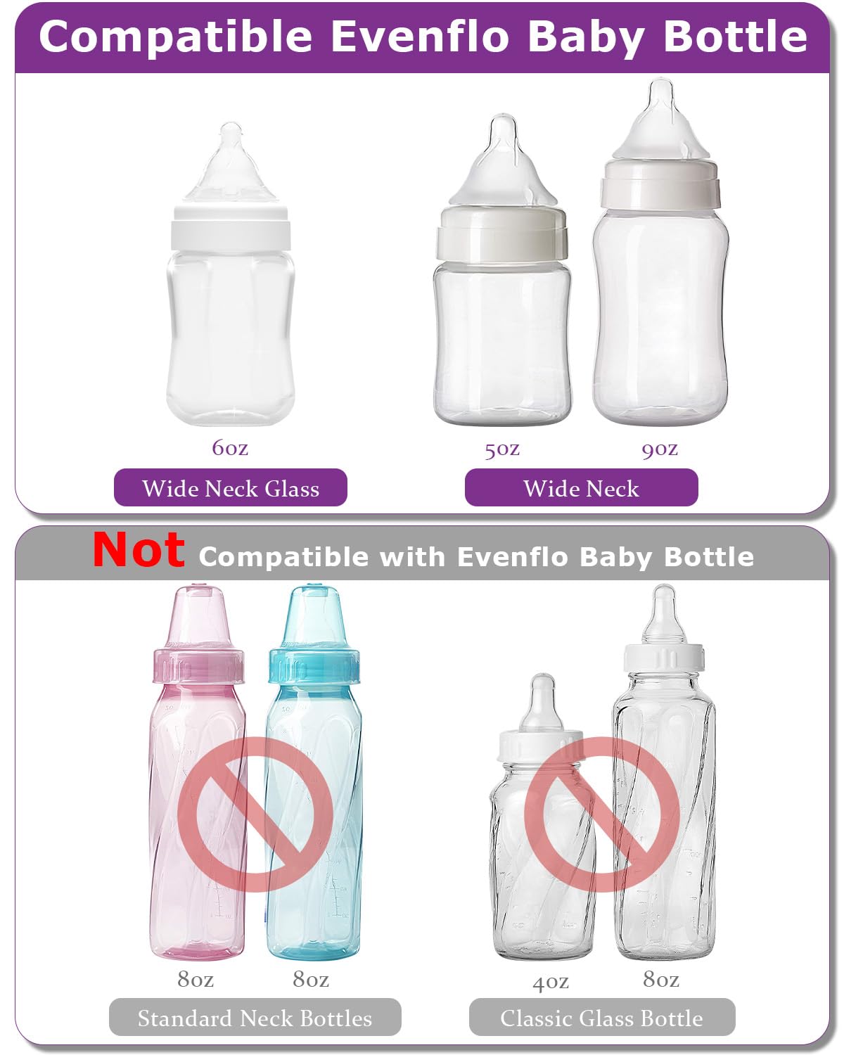 Sippy Spout Nipple for Evenflo Balance Plus Wide Neck Baby Bottles&Glass Bottle,Variable Flow, Silicone Conversion Nipples,6+ Months,6 Count