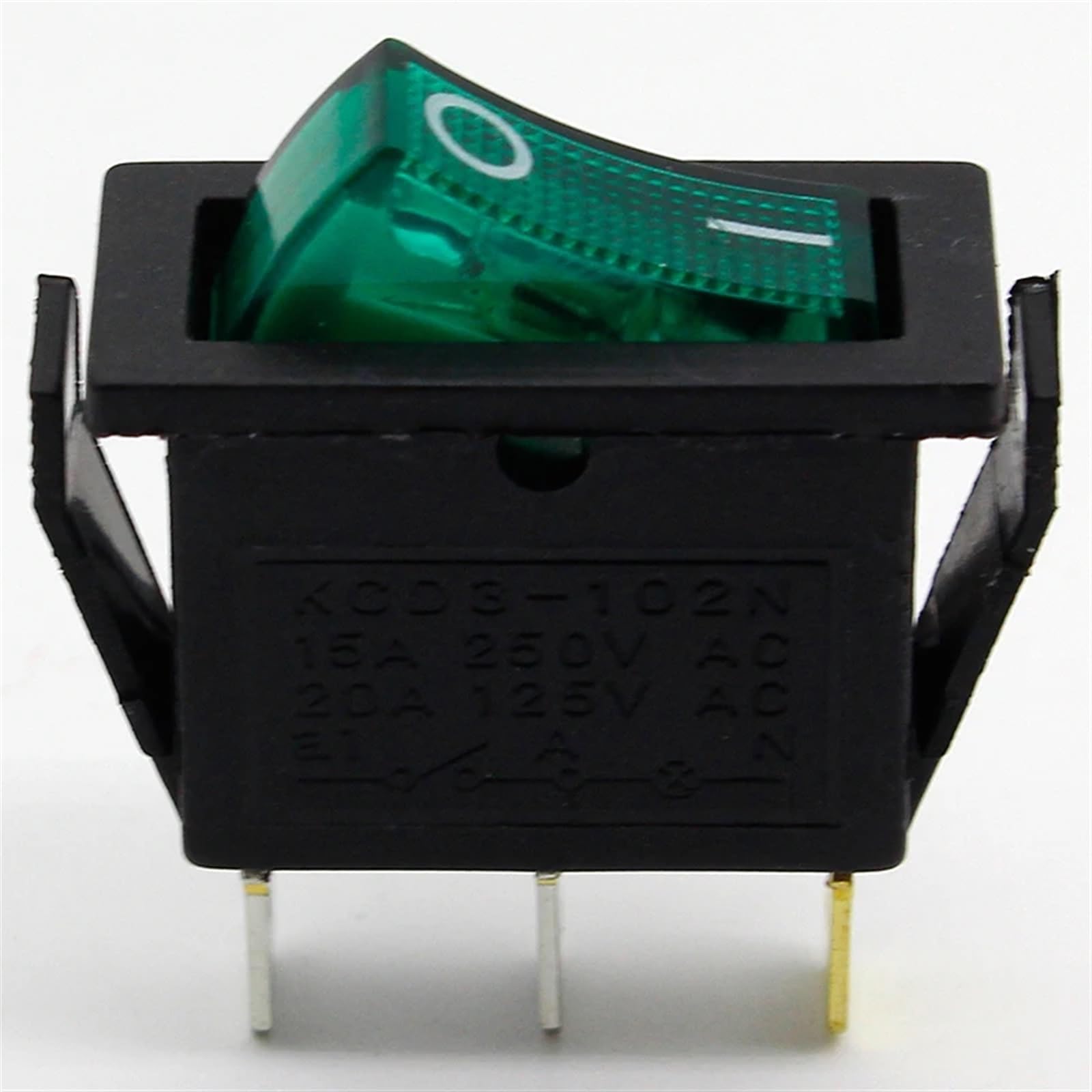 5 sztuk zielone światło LED SPST 3PIN ON/OFF G124 przełącznik kołyskowy do łodzi 15A/250V 20A/125V do deski rozdzielczej samochodu ciężarowego RV ATV domu