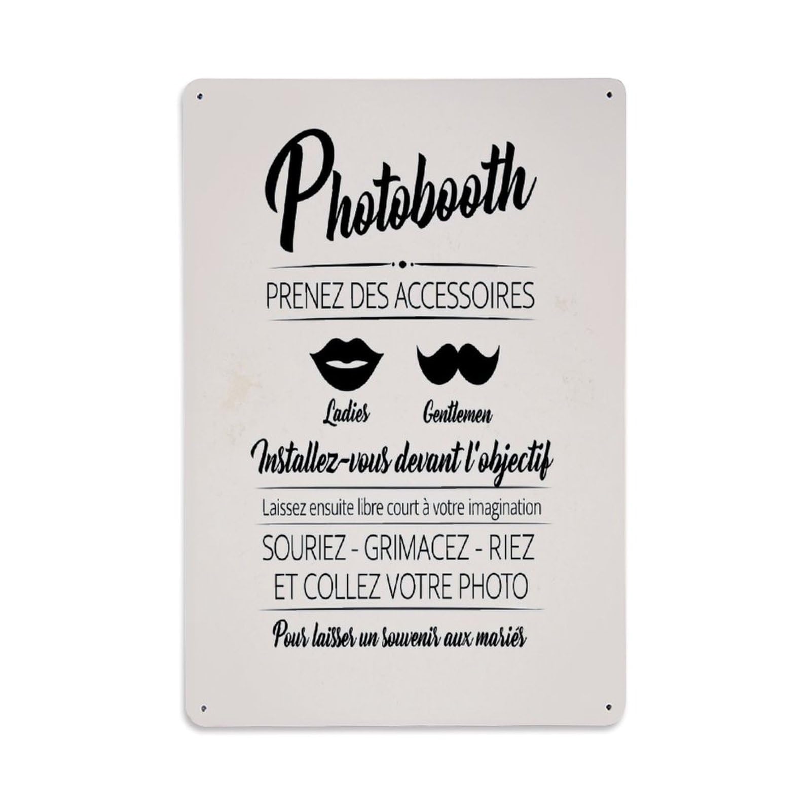 Photobooth Accessoires Smiles Mustaches Lips Retro Metal Tin Sign, Vintage Decor Art Poster for Bar, Home, Man Cave, Kitchen, Laundry Room Gift 8x12Inch
