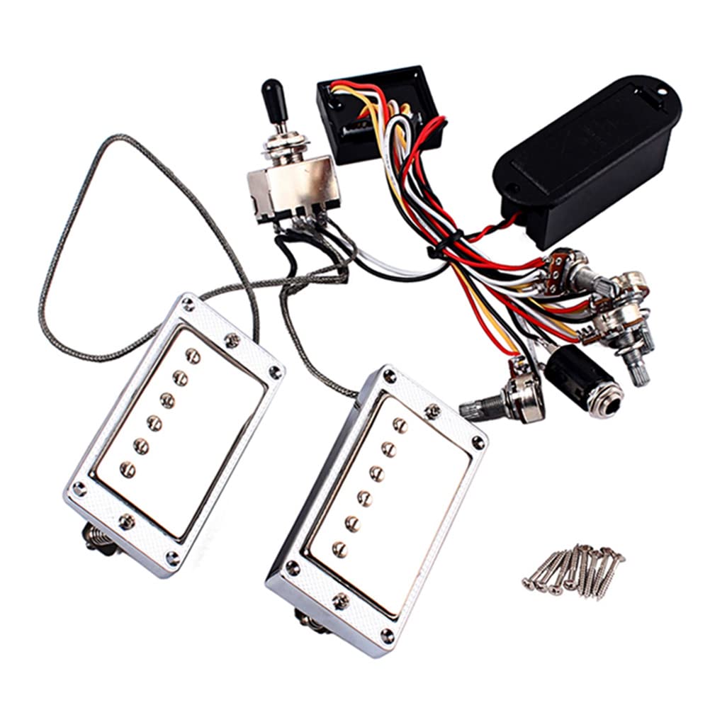 TOYANDONA Aktives Humbucker Tonabnehmer Satz mit Elektronik und Batteriefach Metall und Kunststoff Installieren Klassischer Warmer Klang für E-gitarre