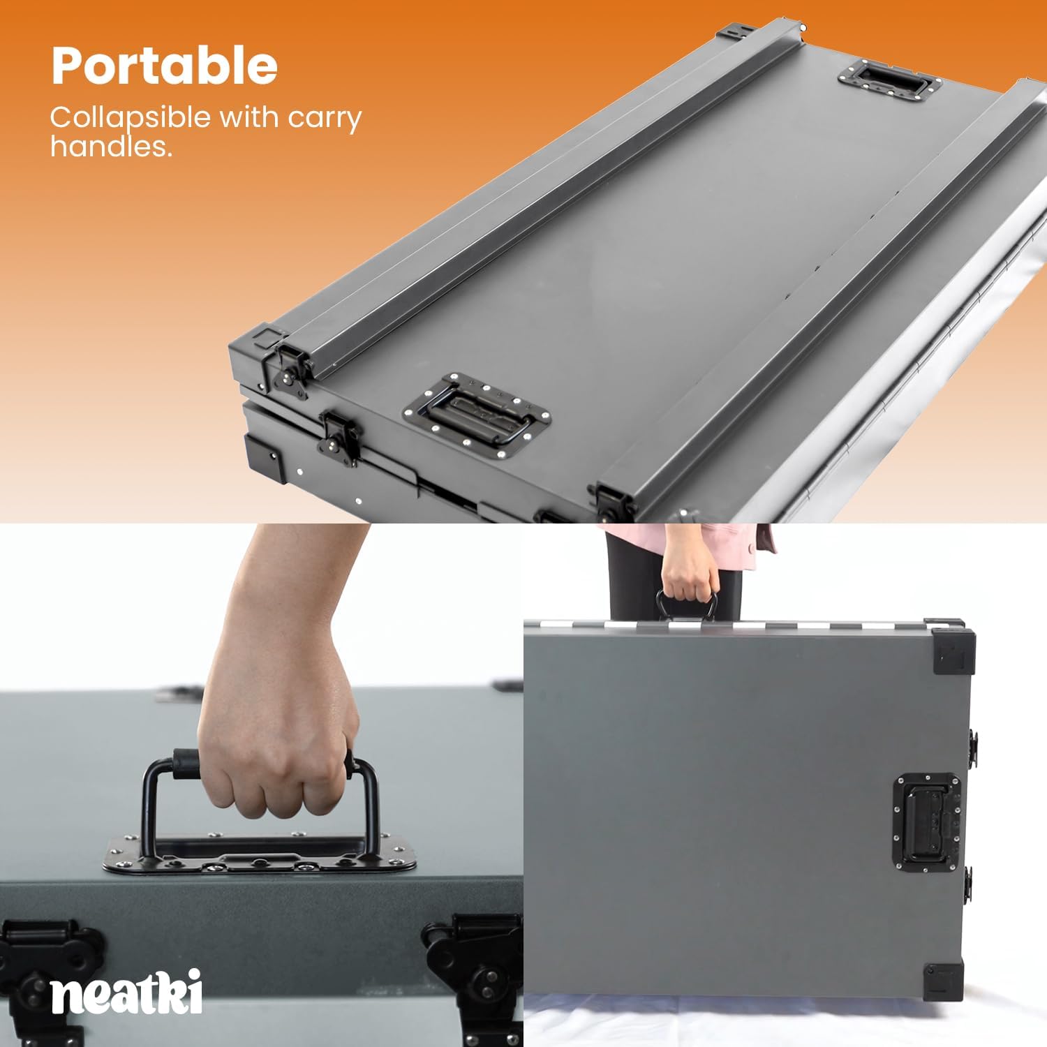 34-Inch Collapsible Heavy-Duty Dog Crate – Powder-Coated Aluminum Kennel with Secure Lock & Removable Tray | Portable for Indoor & Travel Use | Medium Dogs (Gray, 34-Inch)