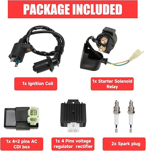 Miniatura 6 de GREHUA GY6 - Regulador de voltaje solenoide de arranque de bobina de encendido CDI compatible con Tao Tao 50cc 150cc ATM50 Pony VIP Powermax Roketa