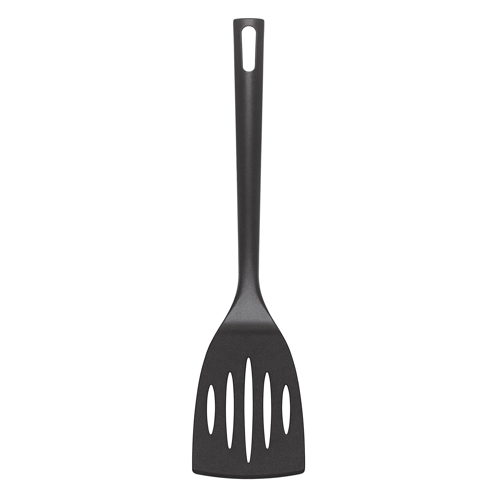 Chef Aid Nylon Flexible Slotted Turner, BPA Free Kitchen Spatula for use with Non-Stick Cookware, Part of a selection of Kitchen Utensils, Black