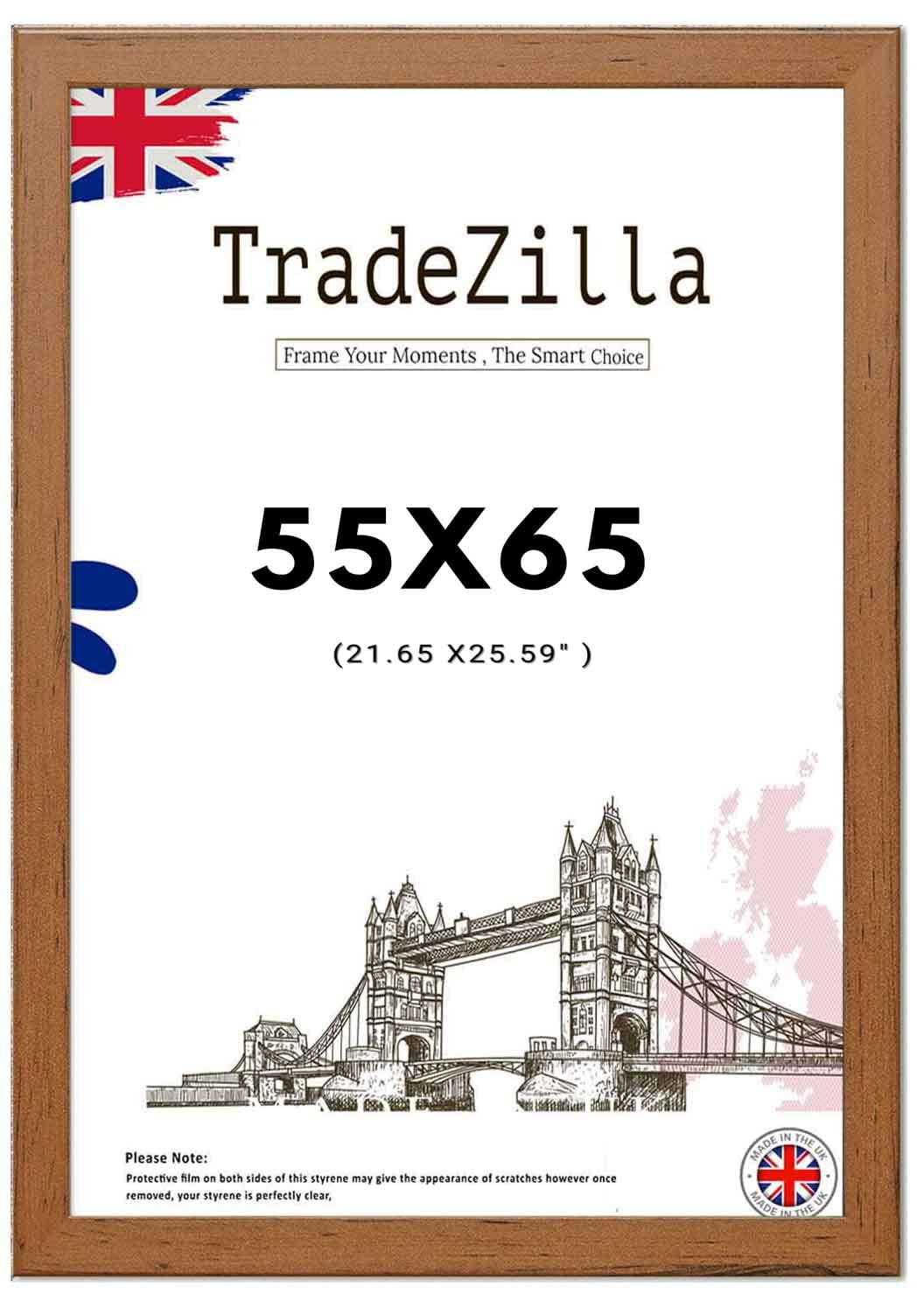 TradeZilla Durable Lifestyle Walnut 55x65cm (21.65 x 25.59 Inch) Wall Display- MDF Solid Eton Wood- Hanger Included -Great for Photos, Certificates Artworks, Posters (Walnut, 1-Pack)