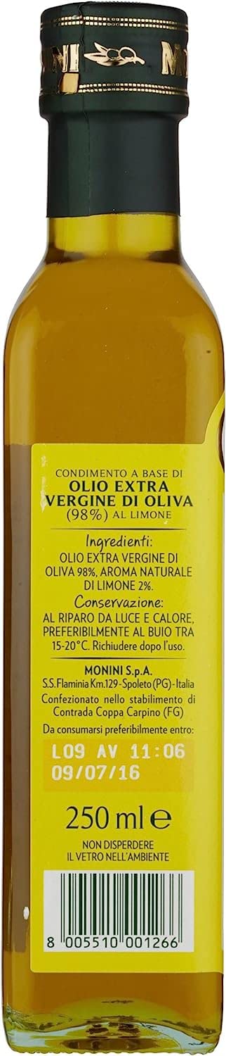 Lot de 6 épices Monini à base d'huile d'olive extra vierge au goût citron 250 ml + polpa italien gourmet 400 g