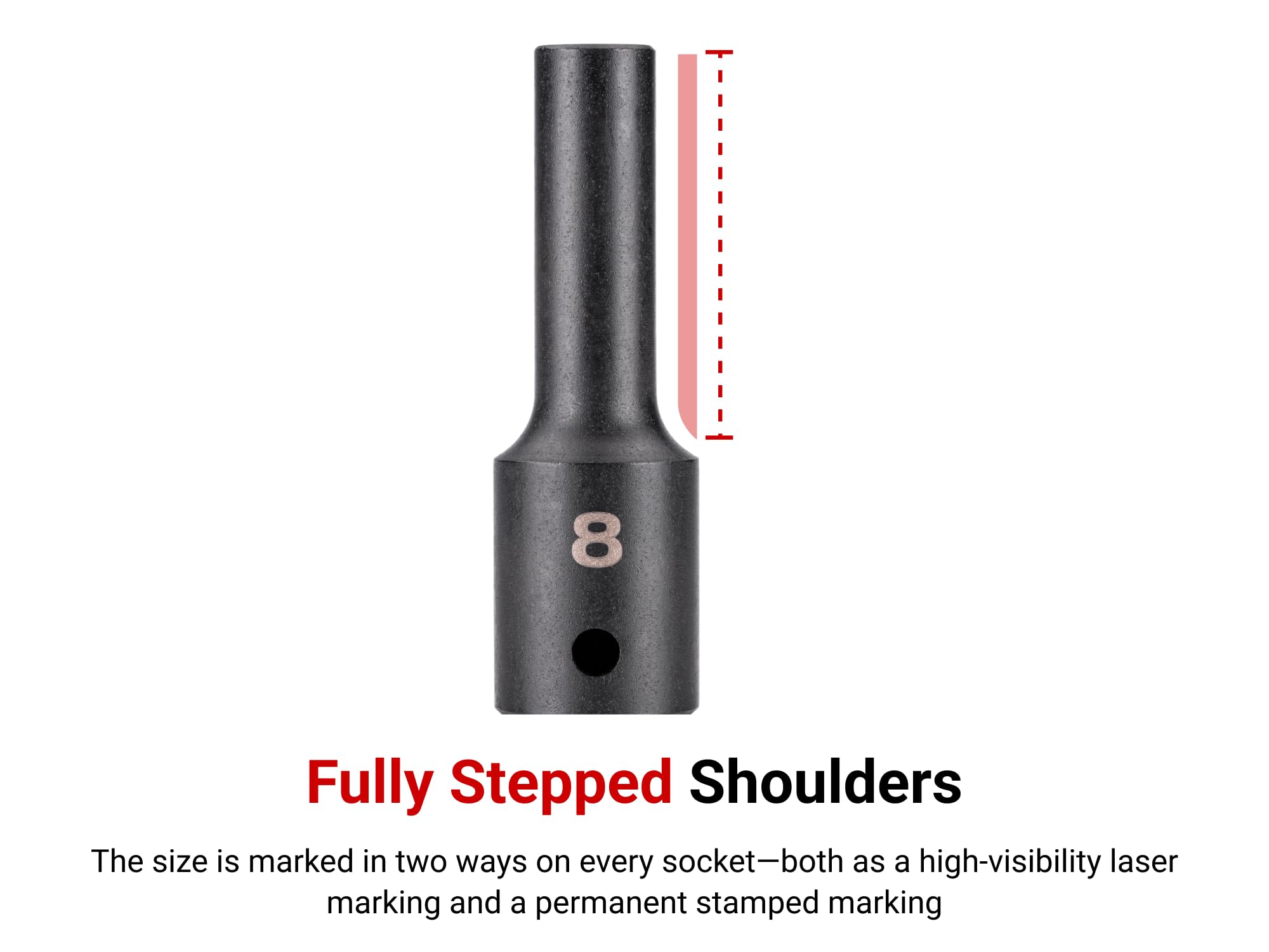 TEKTON SID23014 6-Point Impact Socket 1/2" x 9/16", Manganese Phosphate, 9/16 in - Image 3