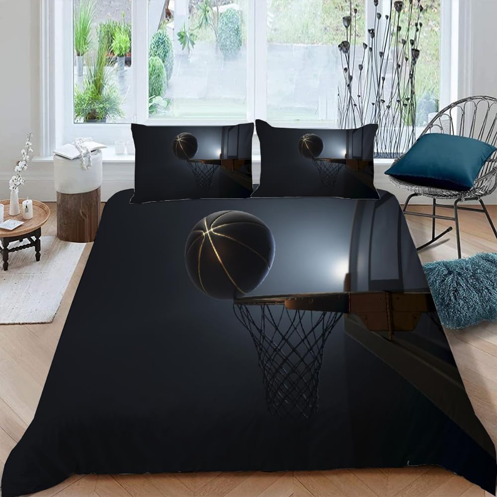 Funda Nordica Cama 90 Juvenil Infantil Baloncesto Funda Nórdica 150x200 Baloncesto Set Ropa de Cama 3D Fundas Nordicas de Microfibra Funda Edredon con Cremallera a-9927