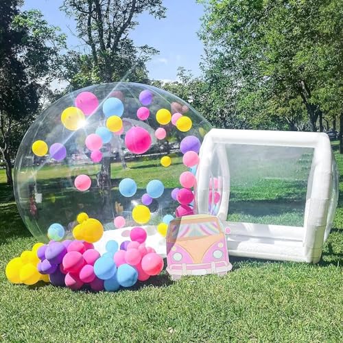 Inflatable Bubble House,Inflatable Bubble Balloon House Outdoor Commercial Grade PVC,Clear Inflatable Bubble House Tent with Tunnel,Party/Park Bubble House Tent with Air Pump and Blower(White 10 ft)